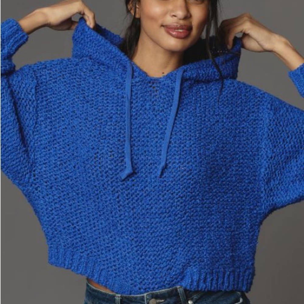 Anthropologie Pilcro Sailcloth Hooded Sweater Size XXS (Oversized) - Blue - NWOT - Picture 2 of 12